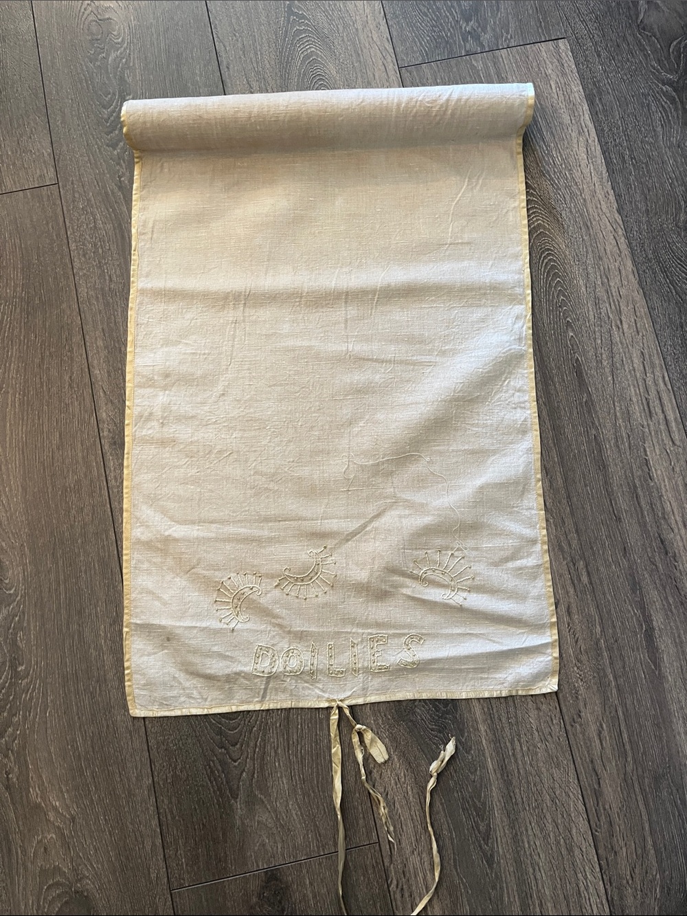 Vintage/Antique Embroidered Linen Doily Storage Roll